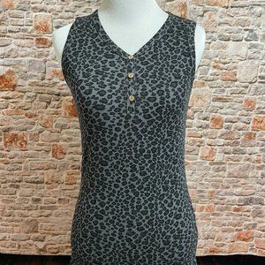 NWT Charcoal Leopard Henley Tank